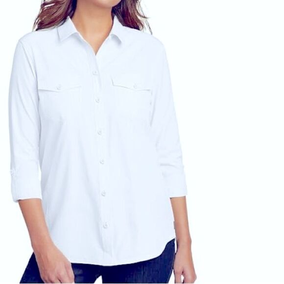 🛍️Eddie Bauer Women's Departure Stretch Moisture Wicking long sleeve shirt💥 - Picture 1 of 9